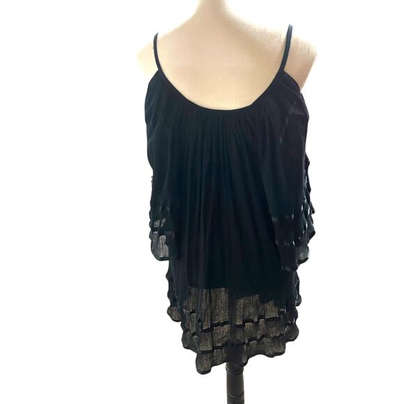 Dark Feminine Black Sheer Tunic Top‎ Whimsigoth Romantic Layered Mini Dress S - Picture 5 of 7